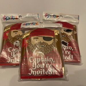 Spritz Pirate Invitations with Red and Gold Accents